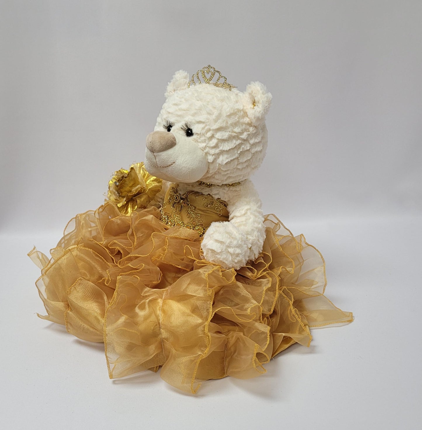 Kinnex Collections Since 1997 20'' Quince Anos Quinceanera Last Doll Teddy Bear With Dress (Centerpiece) ~ Arc16831-6R (Gold)