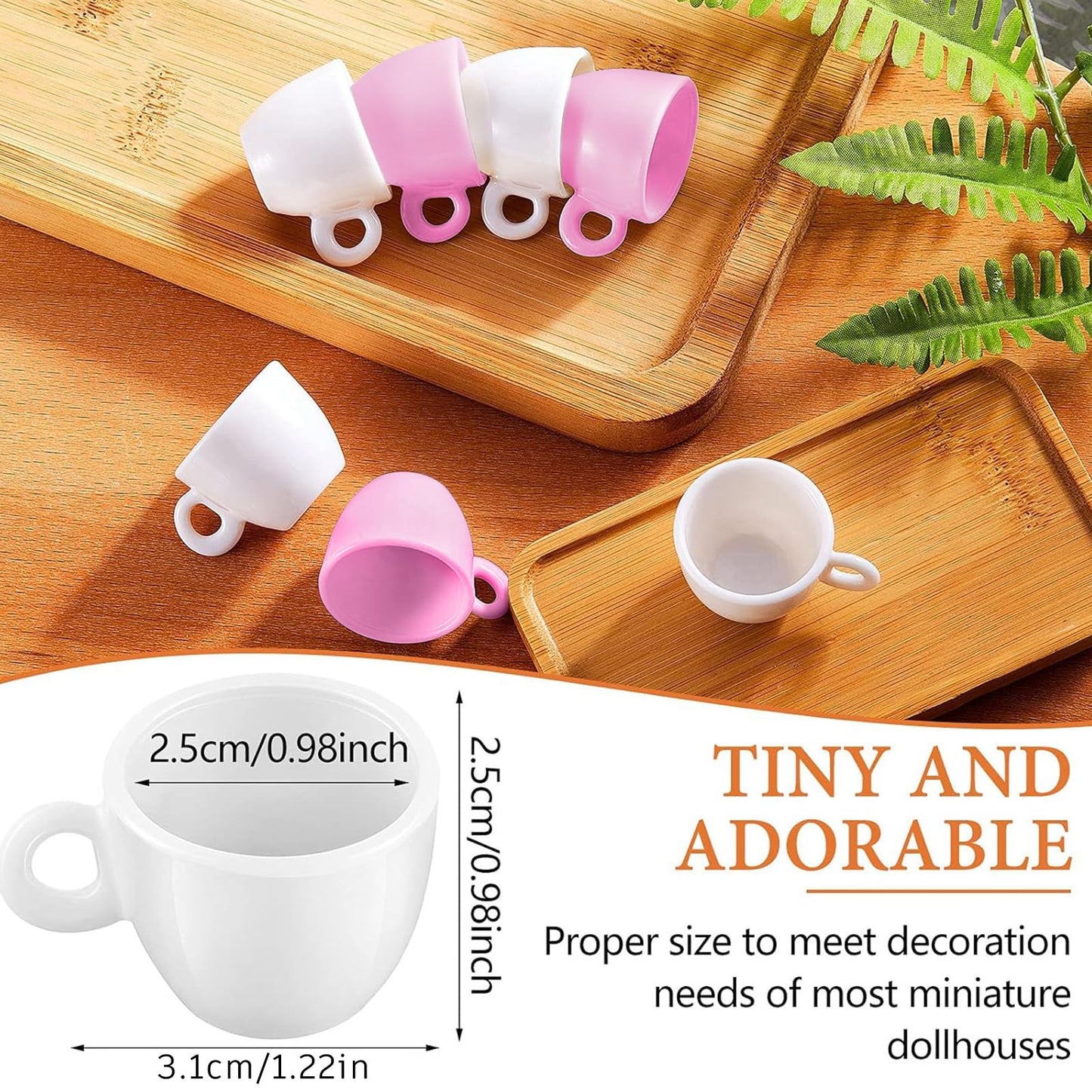 Patelai 30 Pieces Mini Coffee Cups Tea Cup White Plastic Coffee Cups Miniature Food Kitchen Room Decoration Accessories Gifts Fo