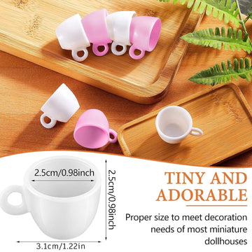 Patelai 30 Pieces Mini Coffee Cups Tea Cup White Plastic Coffee Cups Miniature Food Kitchen Room Decoration Accessories Gifts Fo