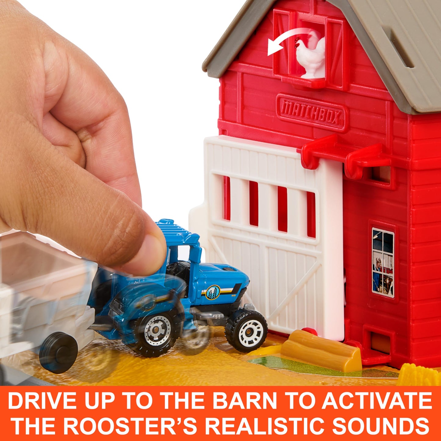 Matchbox Toy Car & Playset, Action Drivers Farm Adventure With 1:64 Scale Tractor & Trailer, 2 Hay Bales & Detachable Goat, Hors