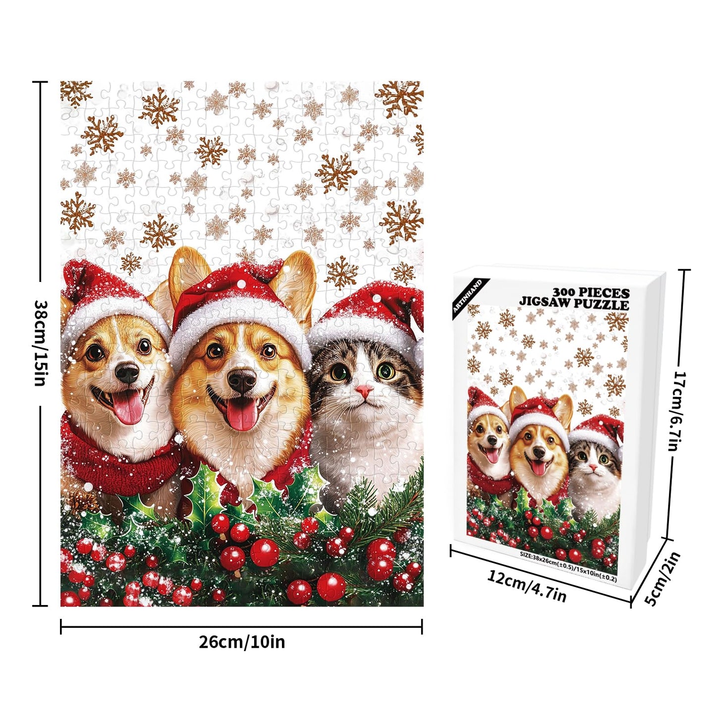 Great Jigsaw Puzzles for mature-themeds 300 Pieces Christmas Dog and Cat Puzzles for mature-themeds Toys Gift Family Decoration Kids Puzzle