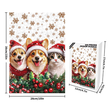 Great Jigsaw Puzzles for mature-themeds 300 Pieces Christmas Dog and Cat Puzzles for mature-themeds Toys Gift Family Decoration Kids Puzzle