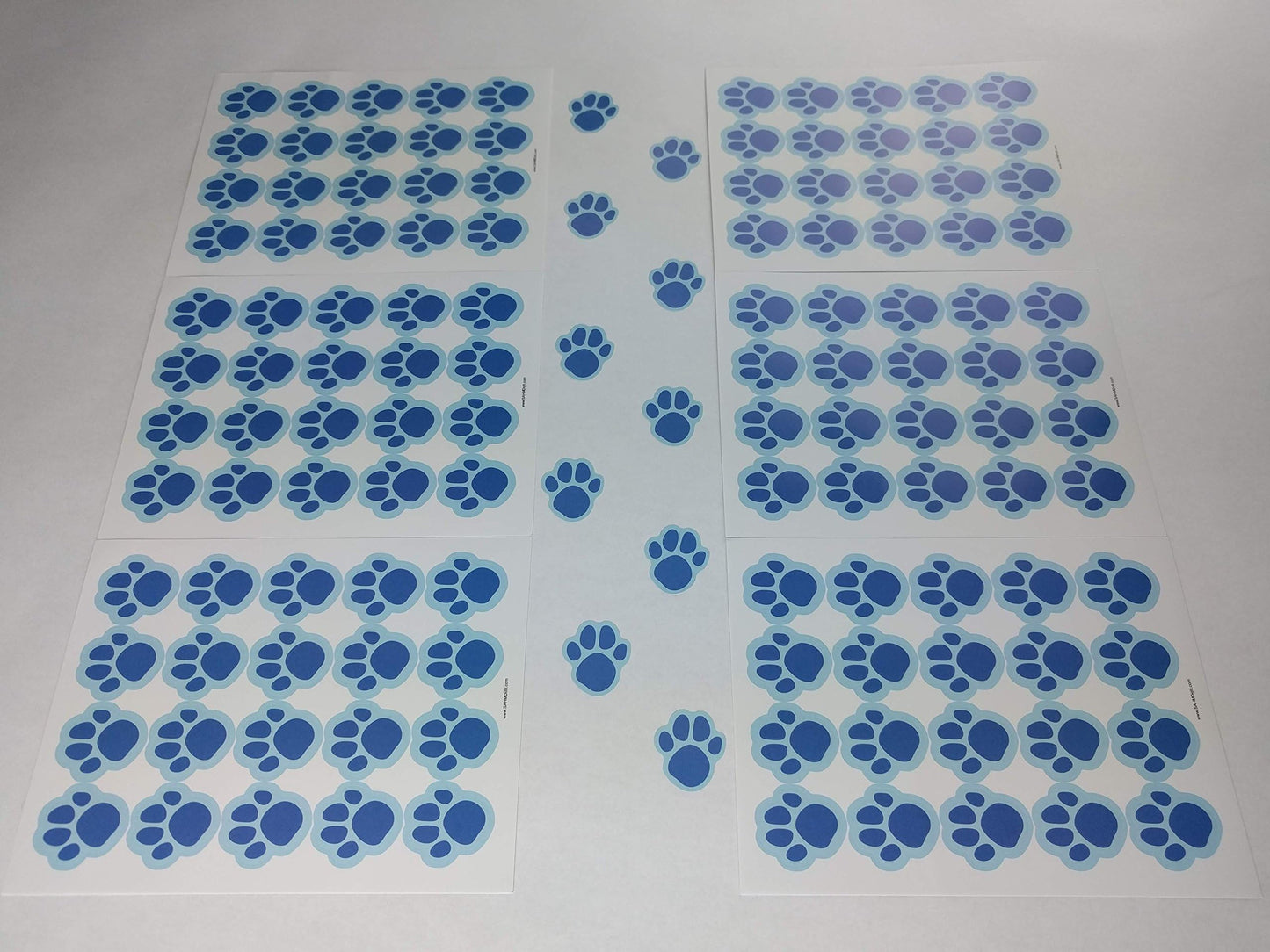 Sahm Blue Paw Print Stickers - 120 Dog Cat Animal Paws 1 Inch Small For Boy Or Girl - Great For Birthday Party Favors - Clues -