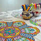 The Coloring Table - Mandala Design - Square Tablecloth - Fabric Coloring Tablecloth - Colorable Designs - Washable And Reusable