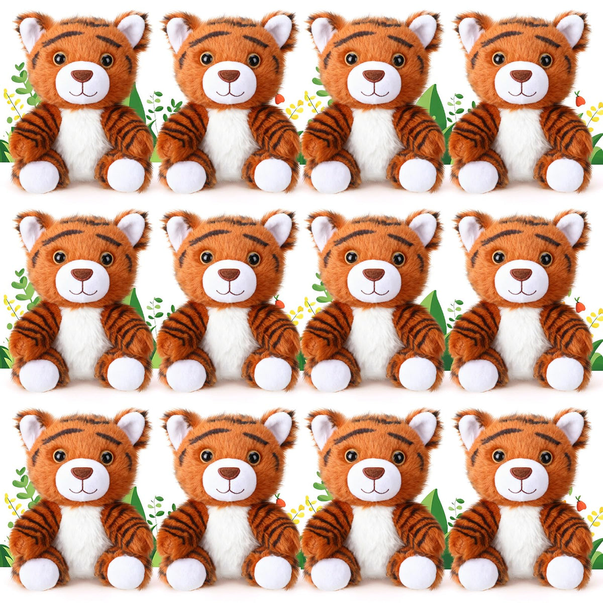 Blueweenly 12 Pcs Tiger Stuffed Animal 6 Sitting Tiger Plush Toy, Cute
