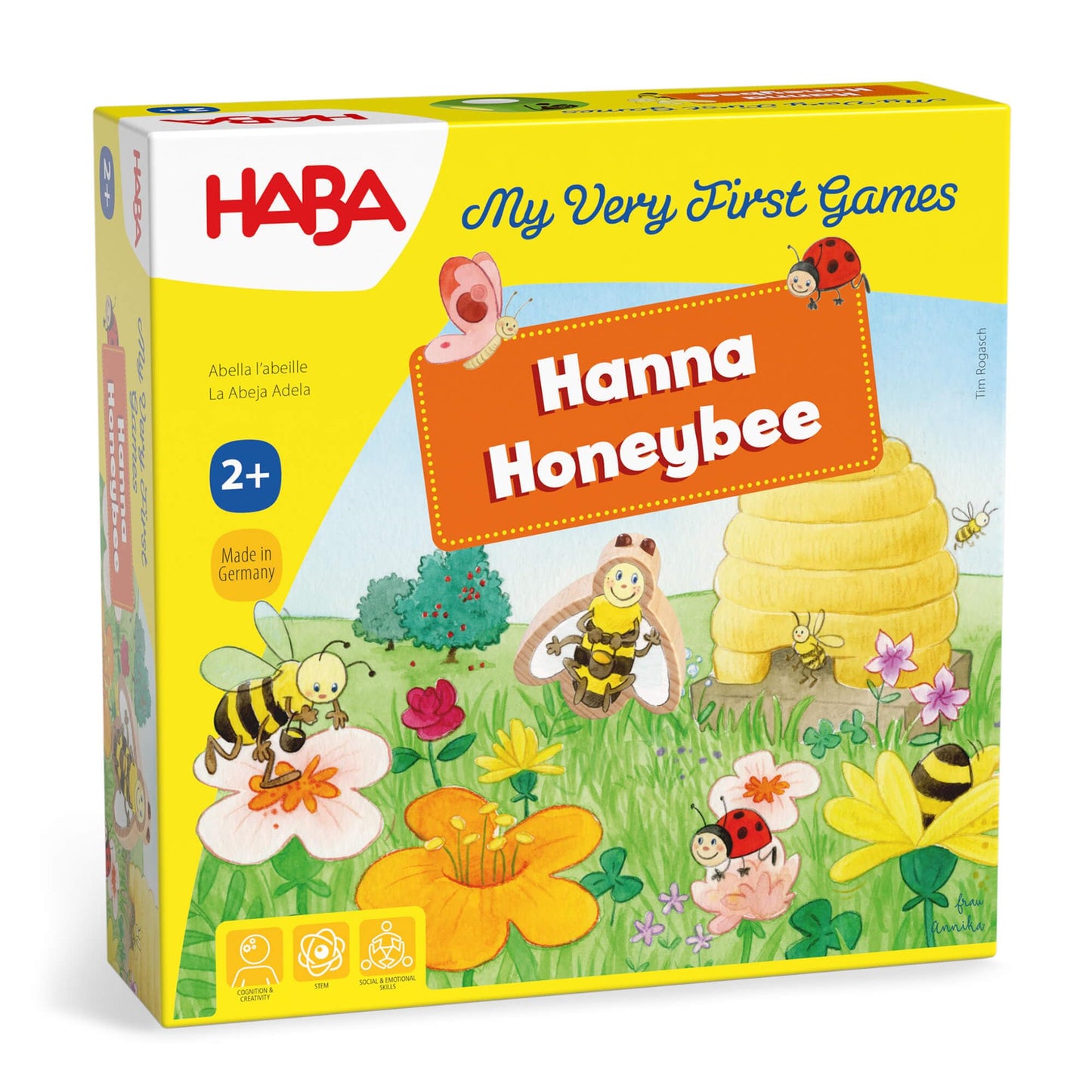 HABA My Very First Games - Hanna Honeybee - 2 Cooperative Color Games & Learning Toys for Toddlers 2-4 Years, Preschool Kids Gam