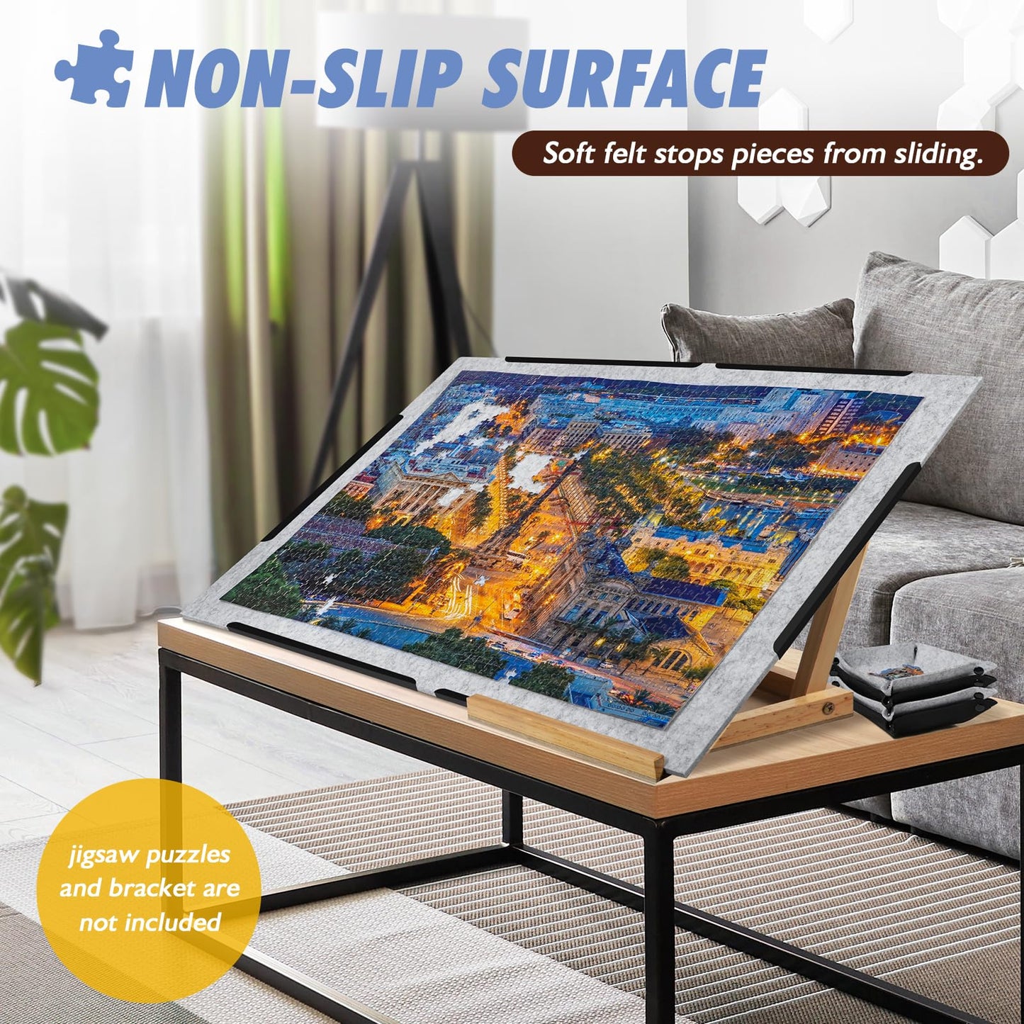 Miceplay Jigsaw Puzzle Board With 6 Sorting Trays, Foldable Puzzle Mat With Auxiliary Lines For Puzzle Storage Saver, 39'' X 26'