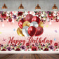 YinQin Red Flower Happy Birthday Backdrop 180x120 cm Floral Photography Background for Girls and Women