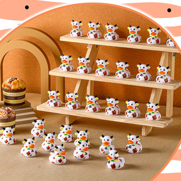 Relaxgiant 24 Pcs Cow Ducks Mini Cow Rubber Ducks Bulk Cow Print Duck For Birthday Party Favors Baby Shower Kids Boys Girls Bath