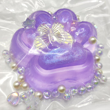 2.76 Inch Squeeze Toys Cat Paw Handmade Squeeze, Purple Glitter Transparent Squeeze Paw, Cute Soft Squeeze For Stress Relief, Fi