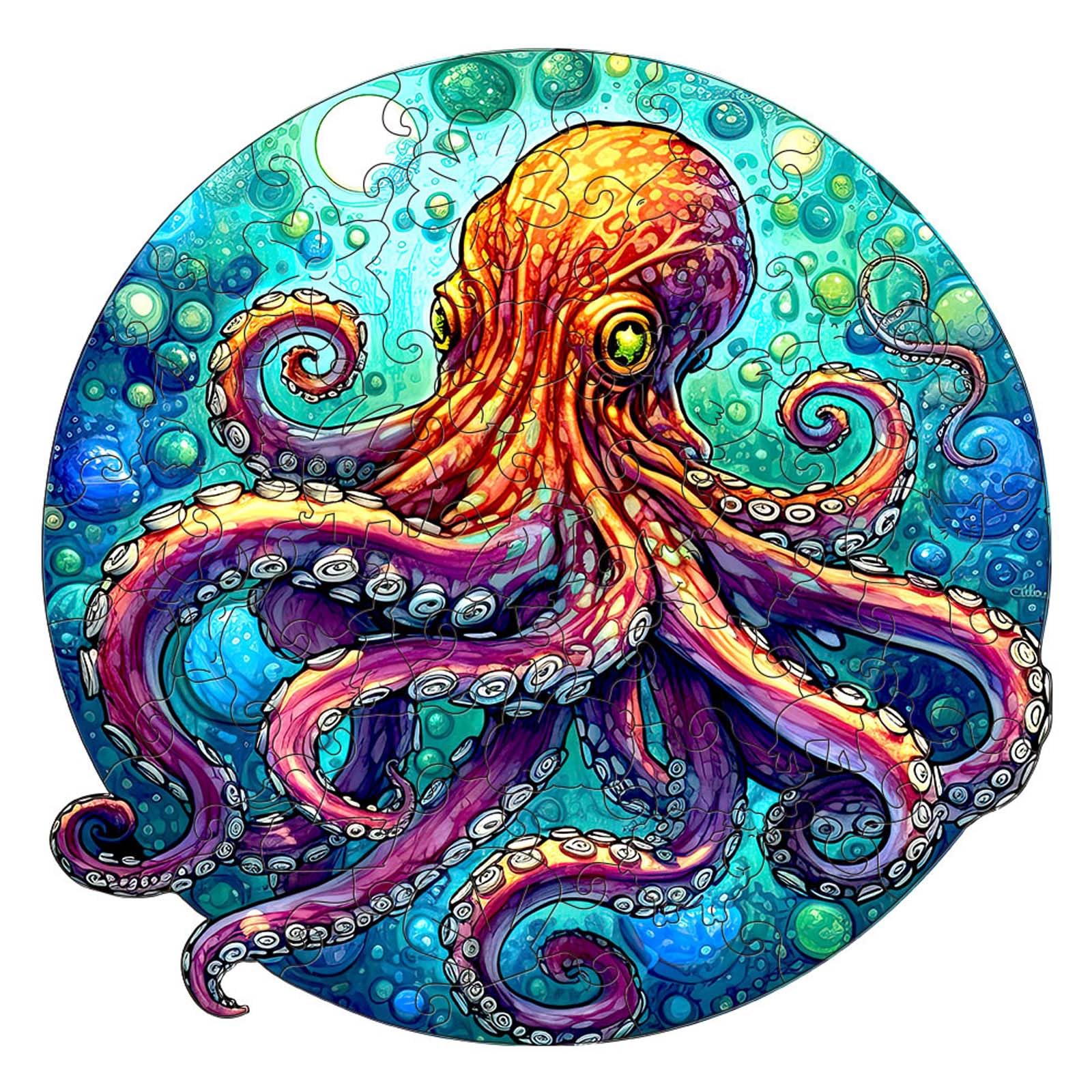 WETUFIN - Wooden Jigsaw Puzzles for Adults, Octopus Style Wooden Jigsaw Puzzles Large Size Puzzles Unique Shape, Gifts for Birth