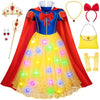 Kaisebile Light Up Princess Snow White Costume For Little Girls Dress Up - Led Light-Up Princess Snow White Dress With Accessori