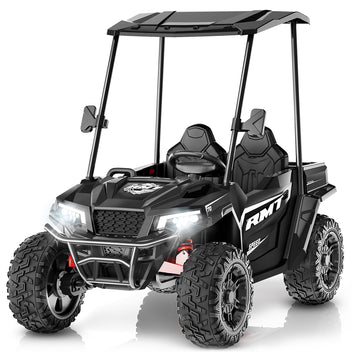 24V Kids Ride On Toys, Dump Truck 2 Seater W/Sun Shade, Dump Bed & Shovel, 5Mph, 4Wd Kids' Electric Vehicles, Electric Car W/Rem