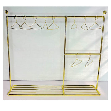 Eledoll 1:6 Dollhouse Furniture Clothes Hanger Clothing Rack Golden Metal Stand Wardrobe 1/6 With 20 Hangers For The 12'' Fashio
