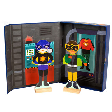 Petit Collage Magnetic Dress Up Superheroes – Magnetic Game Board With Mix And Match Magnetic Pieces, Ideal For Ages 3+ – Includes 2 Scenes And 27 Creative Magnetic Pieces
