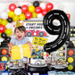 Katchon, Giant Checkered Number 9 Balloon - 40 Inch | Checkered 9 Balloon | 9 Birthday Balloon For 9 Birthday Decorations | Checkered 9 Balloon For Birthday Party Decorations | 9 Number Balloon