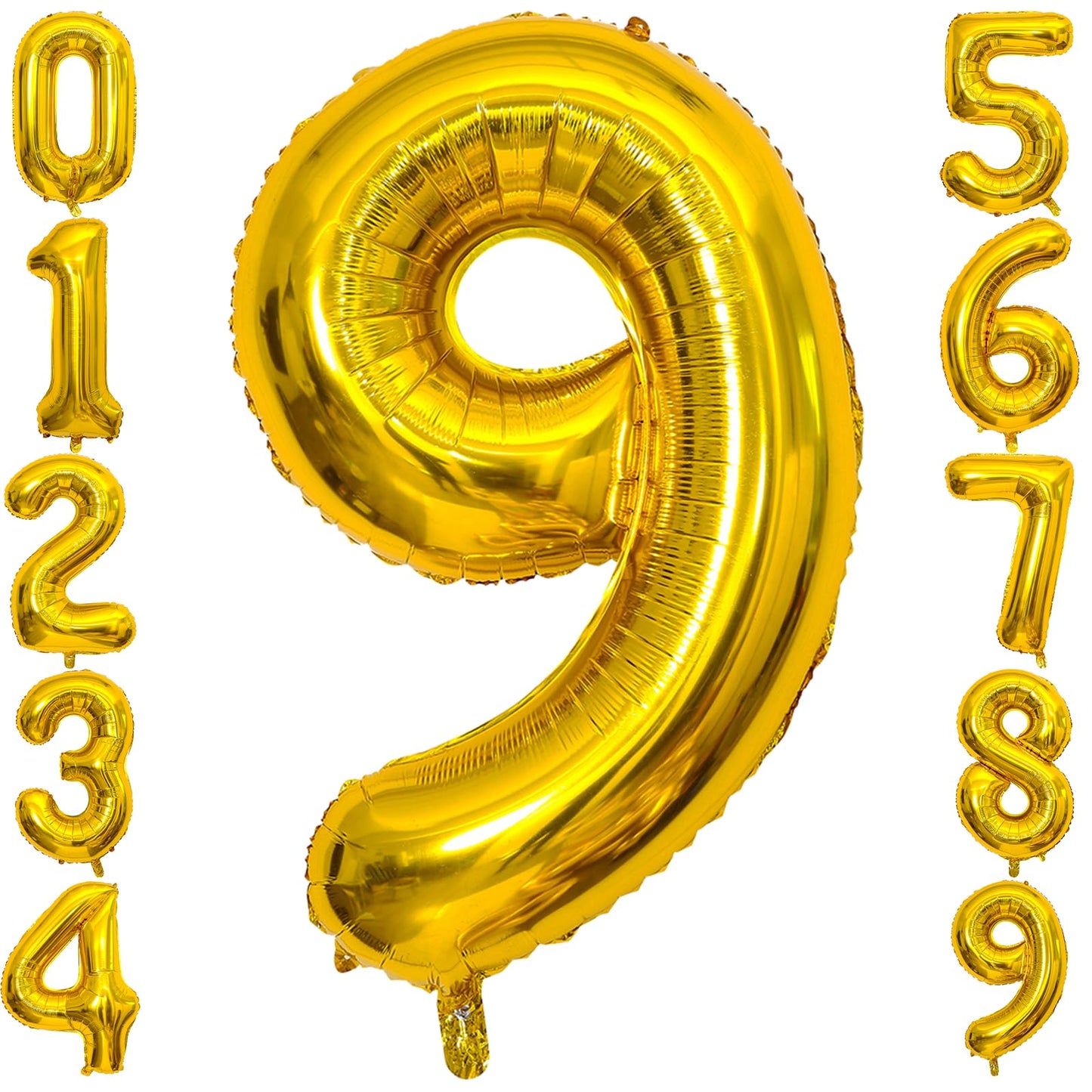 9 Number Balloon Gold 40 Inch Big Foil Mylar 9Th Balloons For 9 Year Old Boy Girl Birthday Party Decorations Wedding Anniversary