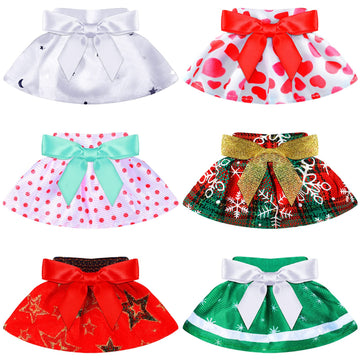 6 Pieces Santa Clothing Elf Dance Skirt Set Christmas Elf Skirts For Christmas Doll Holiday Decorations (Not Include Doll)(Cute Style)