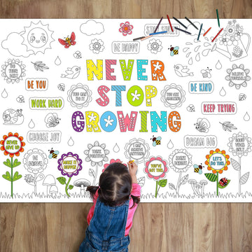 Naozinebi Never Stop Growing Coloring Poster For Kids Giant Coloring Poster Large Positive Affirmation Coloring Tablecloth Jumbo