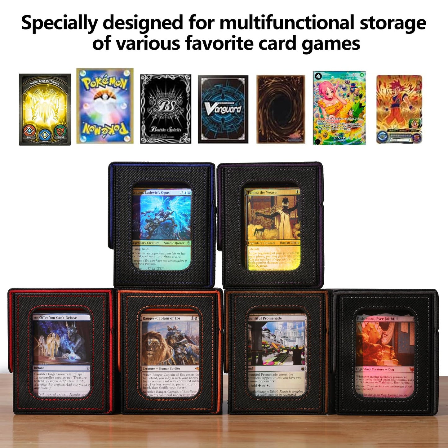 Artboutiq Mtg Deck Box For Commander Display,Card Deck Box Fits 100 Double Sleeved Cards, Magic Commander Tcg Card Storage Box W
