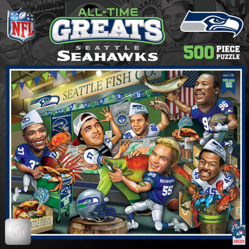 MasterPieces 500 Piece Officially Licensed Puzzles - Seattle Seahawks All Time Greats NFL Jigsaw Puzzle for mature-themed and Family 18x24