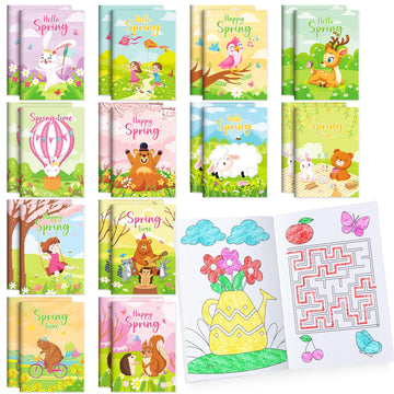 Benlouis 24 Pcs Spring Mini Coloring Books Butterfly Flower Bee Birthday Party Favors Small Activity Books Bulk For Kids Spring