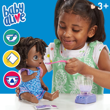 Baby Alive Magical Mixer Doll - 13" Berry Shake with Blender Accessories, Multicolor, E6945, for Kids Ages 3 and Up