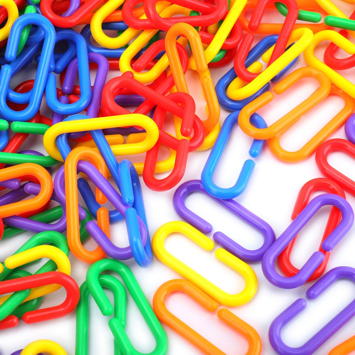 Suwimut 1000 Pieces Plastic C-Clip Hooks Chain Links, Interchangeable Rainbow C-Links Kids Learning Toys For Classroom Preschool, Sugar Glider Swing Climbing Cage Toys For Small Pet Rat Parrot Bird
