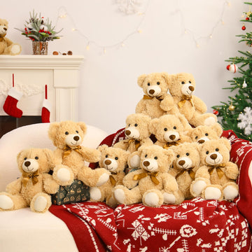 Morismos 14 Packs Bulk Teddy Bears, Small Teddy Bear Bulk Stuffed Animal, Stuffed Bears Bundle Plush For Kids Centerpiece Baby Shower 14In