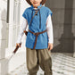 Boys Kids Renaissance Pirate T Shirts Viking Medieval Sleeveless Lace Up Costume Scottish Cotton Tank Tops