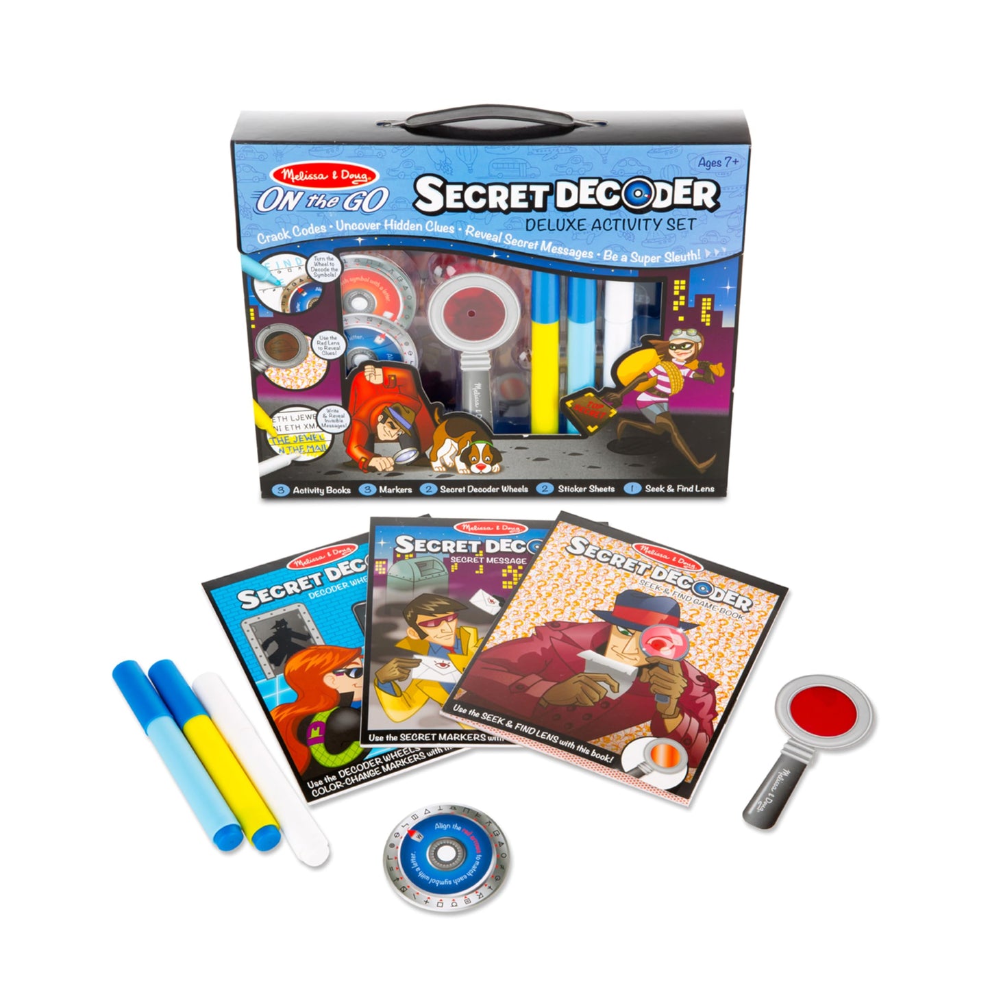 Melissa & Doug On the Go Secret Decoder Deluxe Activity Set and Super Sleuth Toy - Seek And Find Book  Kids Road Trip Essentials  Detective Kit  Travel Games For Ages 7+