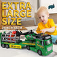 Dwi Dowellin Carrier Truck Toy - 25.6" Semi Truck with Helicopter & Dinosaurs, Green, Model 666-72F, Ideal for Kids Ages 3-6+