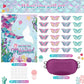 Faccito Mermaid Party Game Set - 21x28 Inch Poster, 24 Reusable Tail Stickers, Blue/Purple, Ideal for Girls Birthday Celebrations