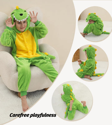 Seawhisper Dinosaur Costume Toddler 2T 3T Dino Onesie Kids Infant Animal Warm Halloween Costume Boy Girl Green