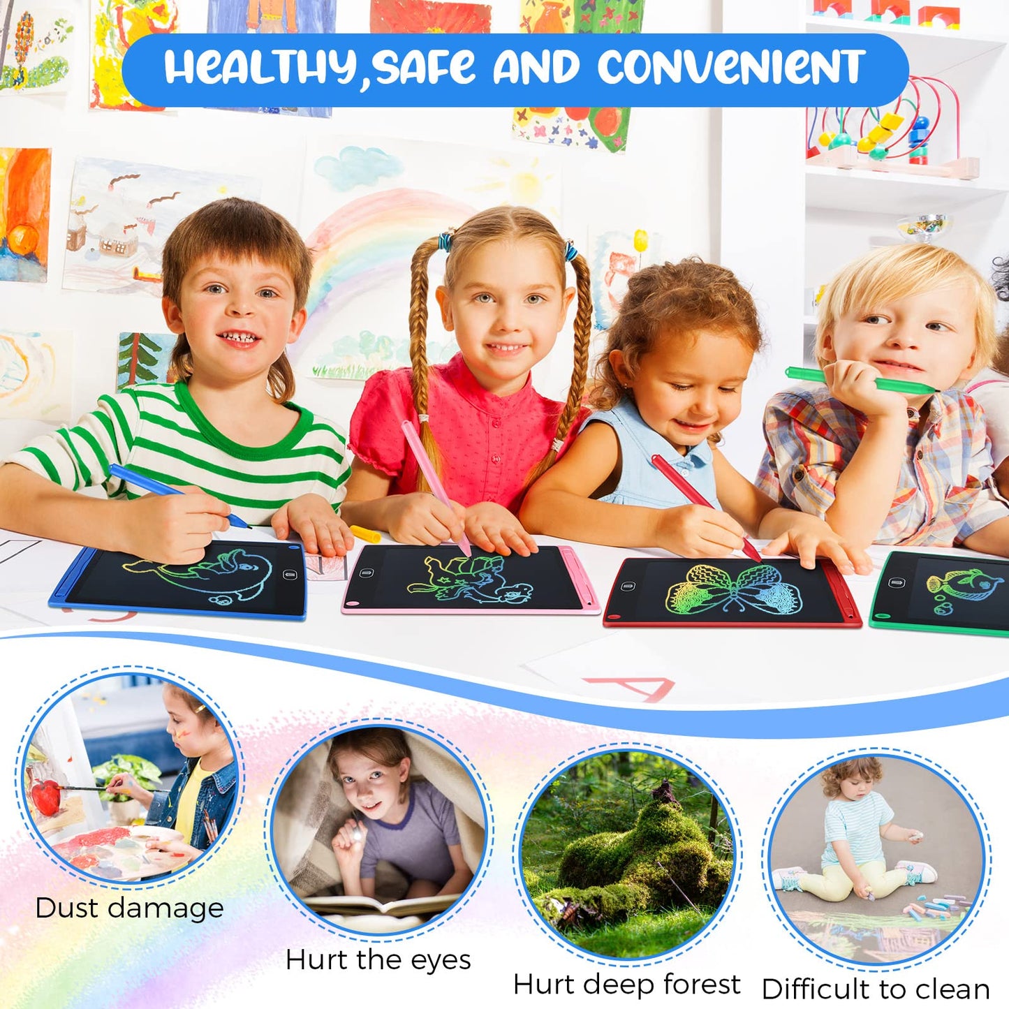 16 Pieces LCD Writing Tablet Doodle Pad for Kids 8.5 Inch LCD Drawing Board Colorful Reusable Writing Tablet for Girl Boy Toddle