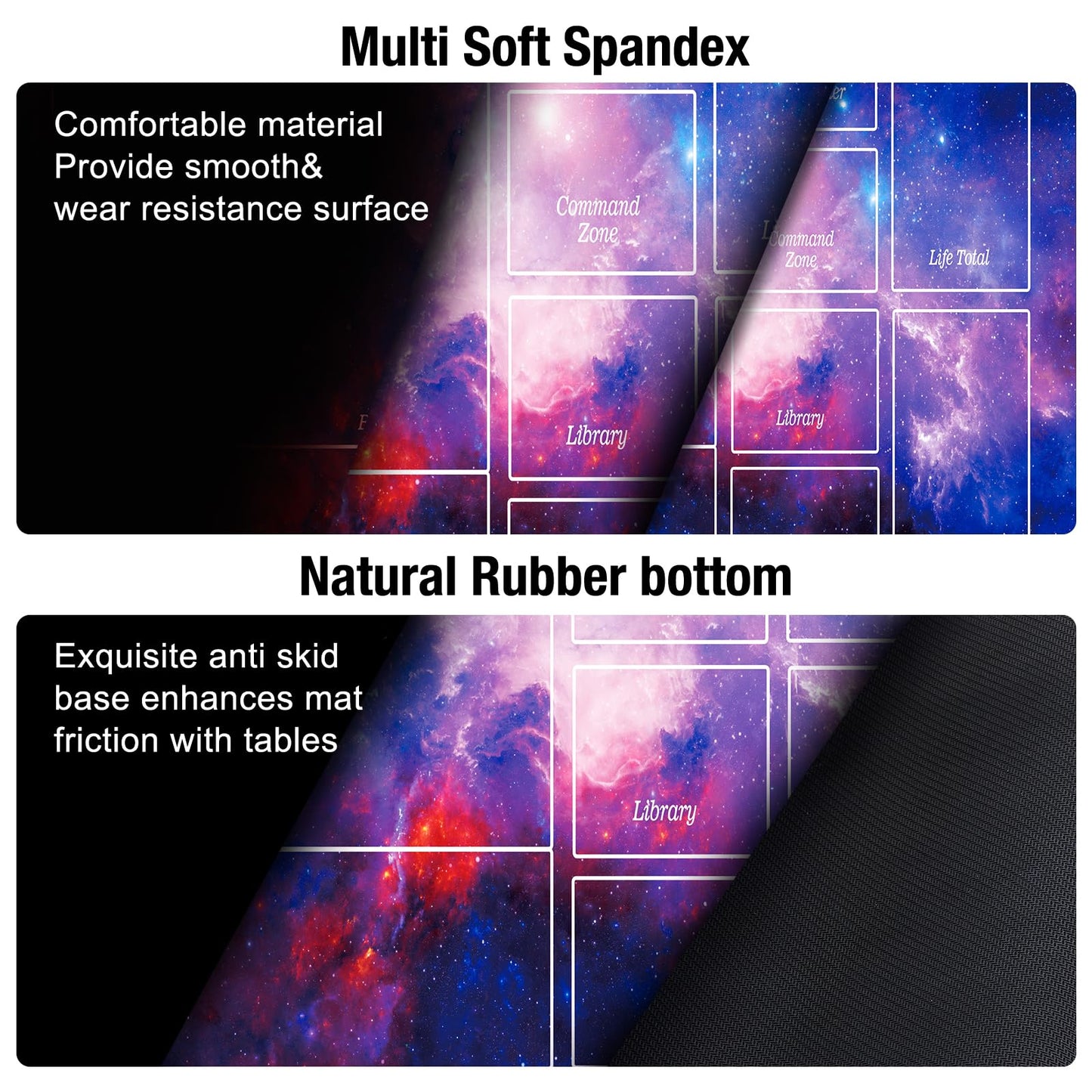 Biouai Stitched Mtg Playmats For Magic The Gathering Play Mat With Tube Case For Mtg Card Game Playing (Starry Zones)