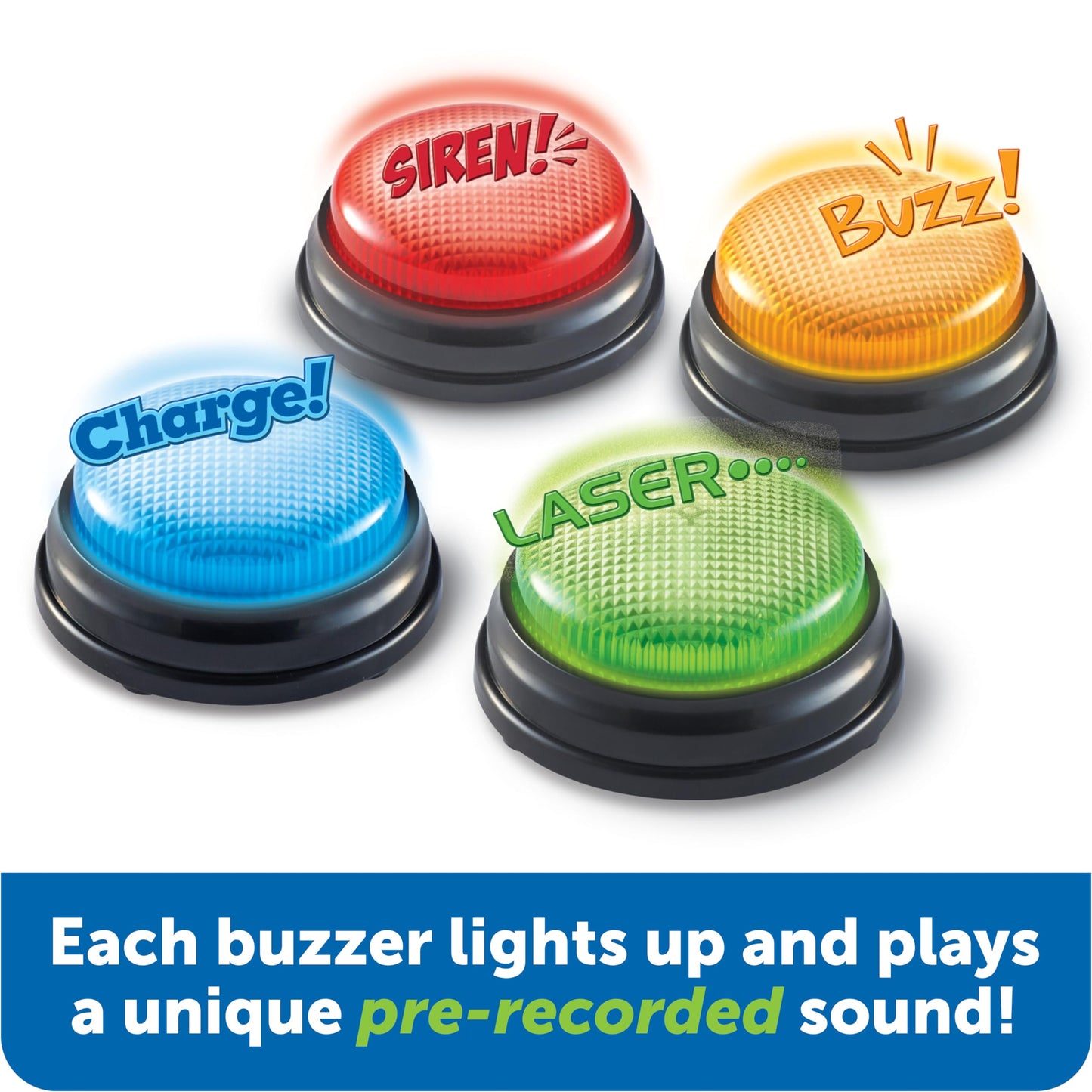 Learning Resources Lights And Sounds Buzzers,Set Of 4, Ages 3+, Game Show And Classroom Buzzers, Family Game Night, Game Show Buzzers, Classroom Accessories