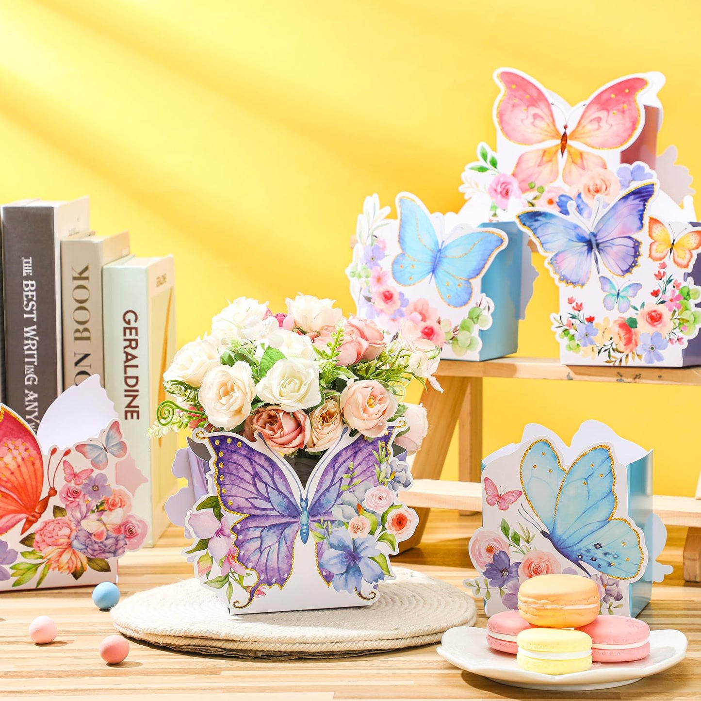 Fuutreo 6 Pcs Butterfly Centerpieces For Baby Shower Birthday Tea Party Favors Decor, Butterfly Decorations For Tables, Butterfl