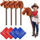 Poen 8 Pcs Light Brown Horse Stick with Sound Red and Blue Bandana Set 27.6 Toys Stick Horse Western Cowboy Bandana Horse Head
