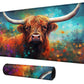 Highland Cow And Flowers For Mtg & Tcg Playmat Mouse Pad,Bfdhgqzc 24'' X 14'' Game Mat For Mtg/Rpg/Ccg Trading Card Game Playmat