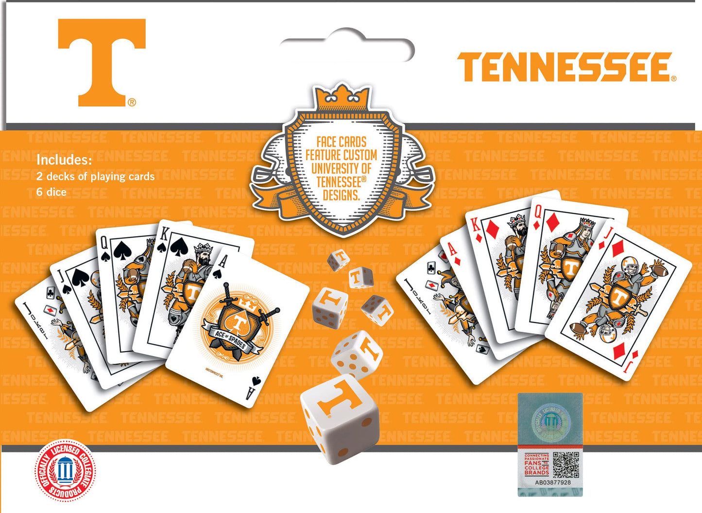 Masterpieces Game Day - NCAA Tennessee Volunteers 2-Pack Playing Cards & Dice Pack - Officially Licensed Set for mature-themeds and Family
