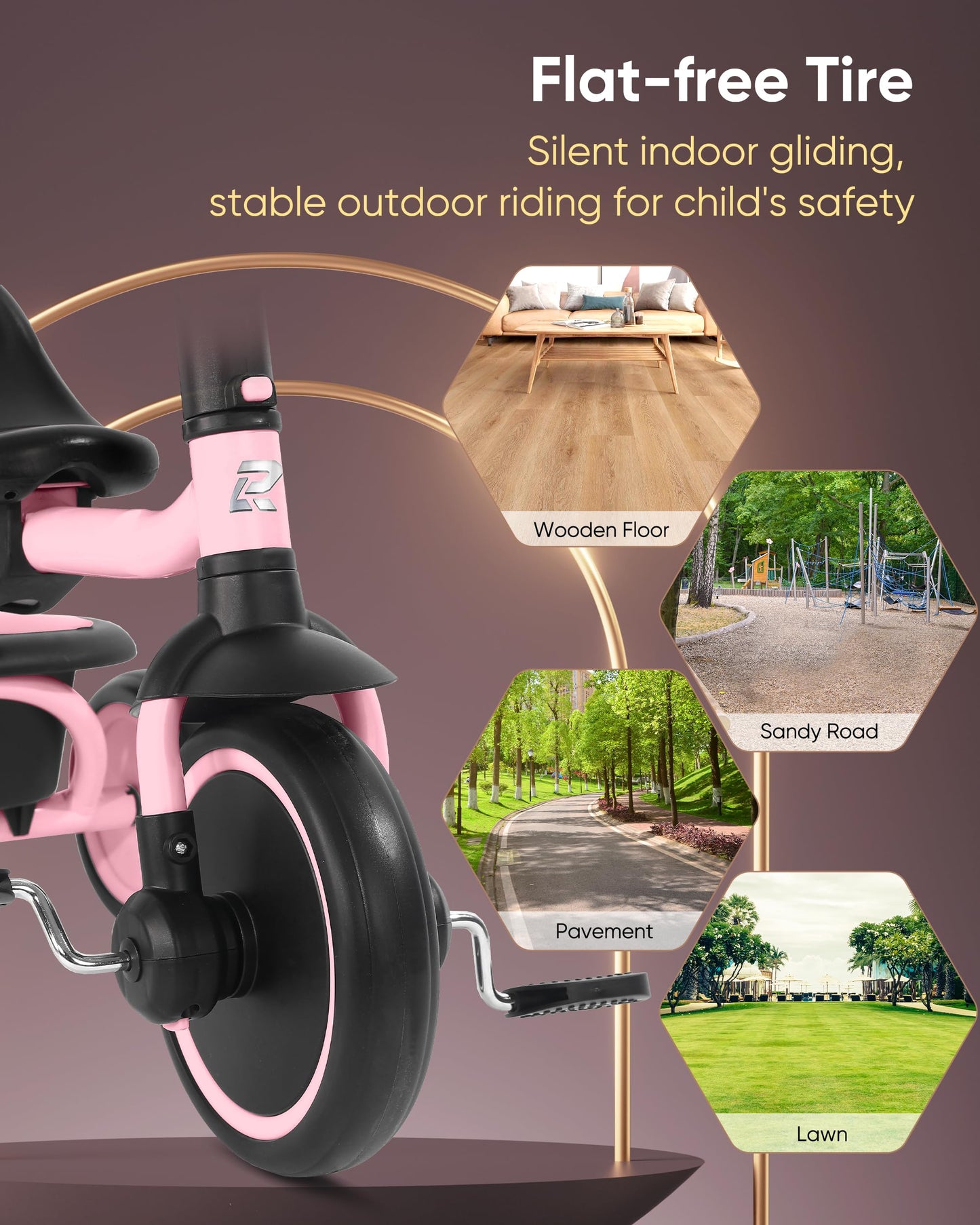 RIDYEE Tricycle for Toddlers 18 Months to 5 Years with Removable Push Handle, Tricycles for 3-5 Year Olds Ideal for On-The-Go Fa