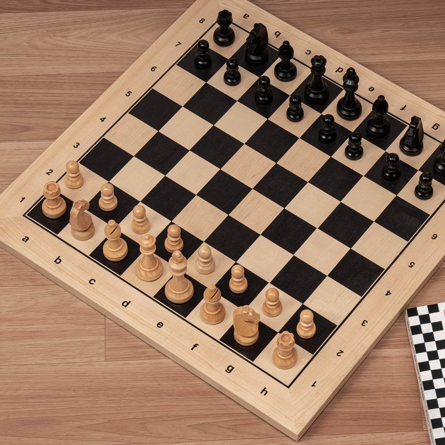 A&A 17.25'' Professional Wooden Chess Board With Storage Bag/Ebony Wood & Maple Inlay / 1.75'' Squares W/Notation