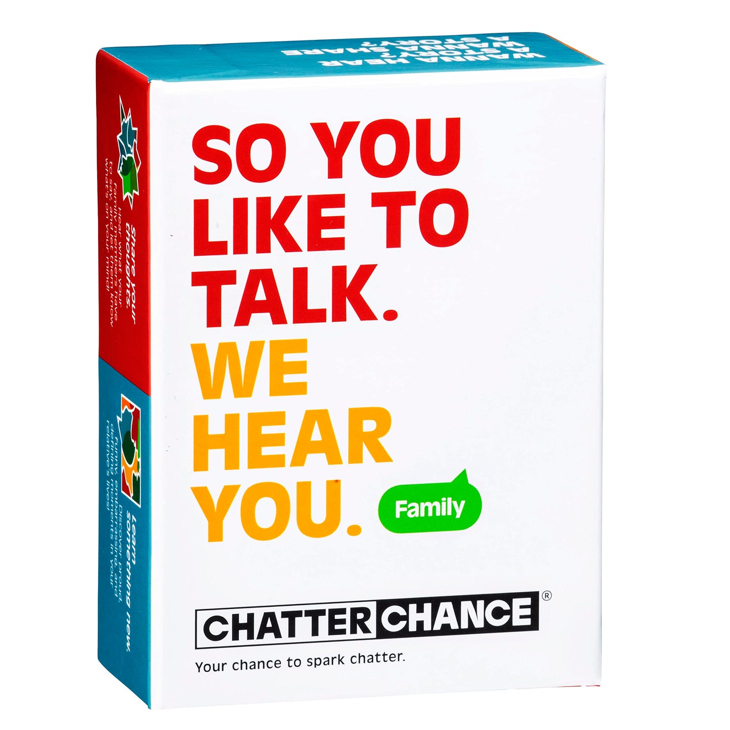 Chatterchance Family: Conversation Card Games - Family Fun Game For Day & Night Party Or Car Road Trip - 80 Thought Provoking Family Questions - Deck Of Question Cards Gift For Kids, Teens & Adults