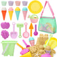 Tagitary Beach Sand Toys for Kids, Beach Toys 23PCS Set with Ice Cream Cake Sand Molds, Mesh Beach Bag, Bucket, Watering Can, Sh