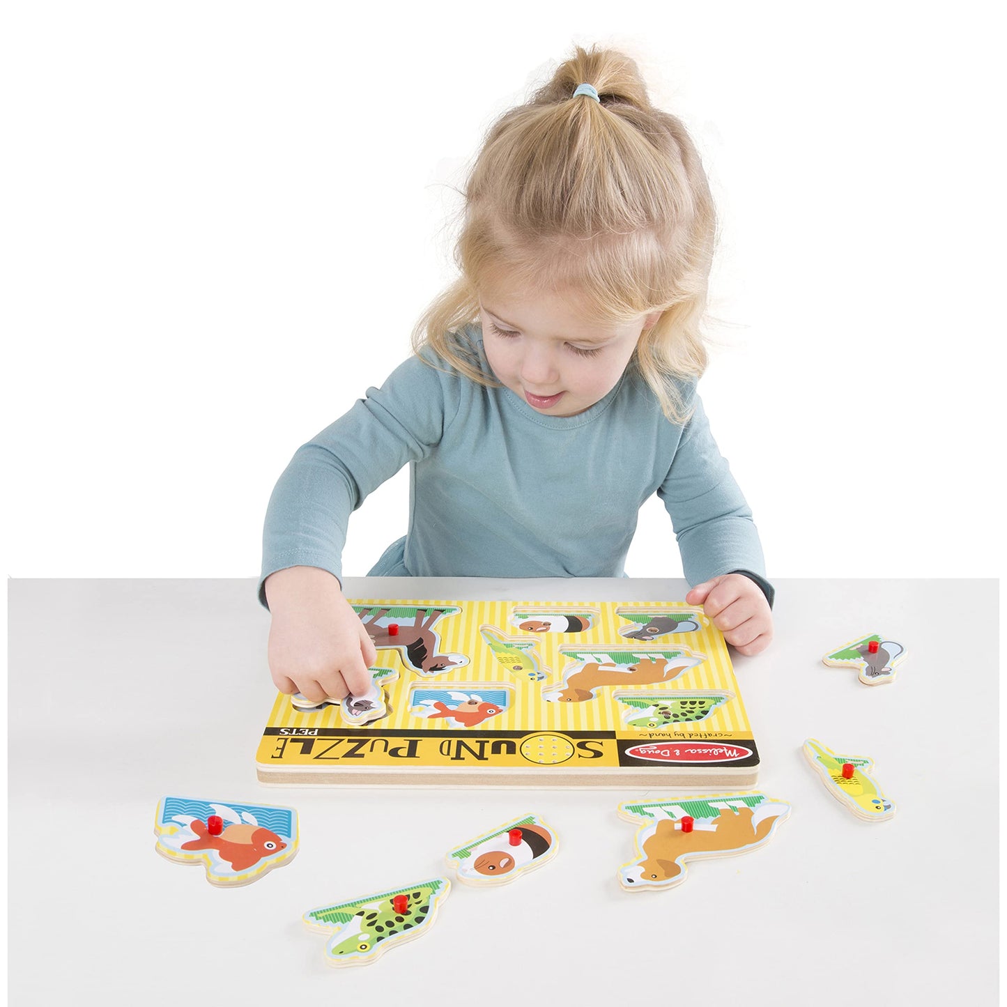 Melissa & Doug Pets Sound Puzzle - Wooden Peg Puzzle With Sound Effects (8 Pcs)