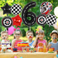 Race Car 6 Balloons, 40 Inch Racetrack Number 6 Balloon, Large Foil Mylar Racetrack Black 6 Balloon For 6 Year Old Birthday Race