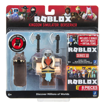 Roblox Action Collection - Kingdom Simulator: Berserker Figure Pack + Two Mystery Figure Bundle [Includes 3 limited availability Virtual Items]
