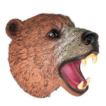 Gemini&Genius Grizzly Bear Safari Animal Hand Puppet For Kids Scary Toys For Halloween Soft Rubber And Realistic Action Figure Role Play Toys For Kids