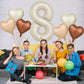 Biapian 40 Inch Cream Number 8 Balloons, Cream White Large 8Th Birthday Balloons With 18'' Foil Cream Heart Balloon Helium For 8